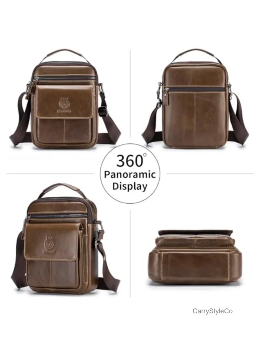 Genuine Leather Small Messenger Bag for Men Crossbody Shoulder Purse